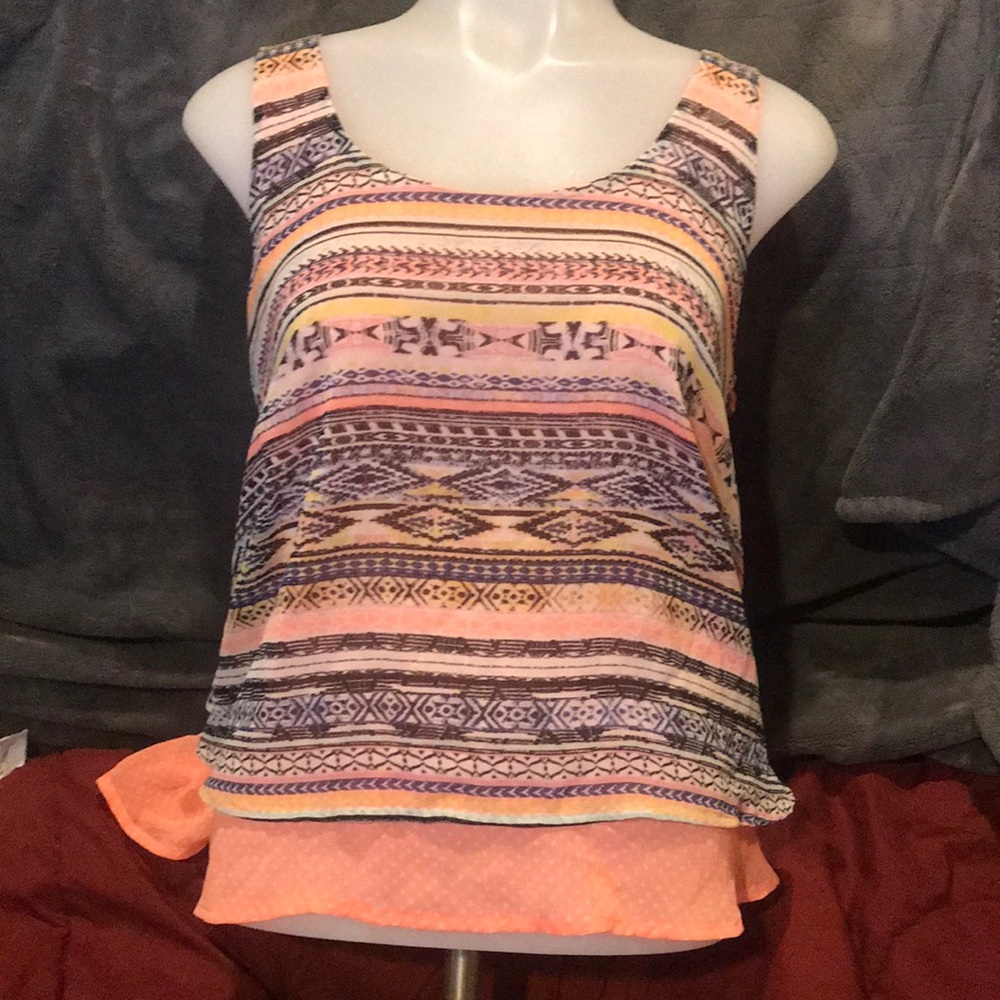 About a girl tank top dual pattern layered,vintage